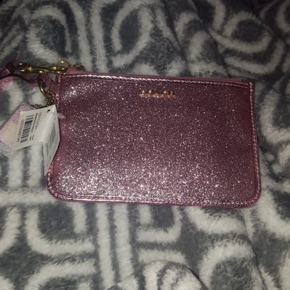Coach Handbags - Coach Pink Glitter Wristlet MSRP $897